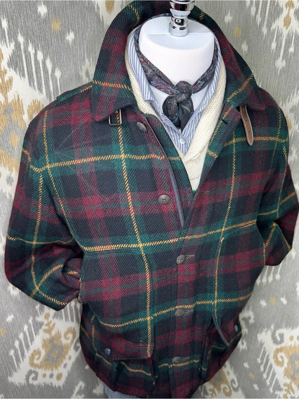 Polo Ralph Lauren Tartan Plaid Brushed Wool Alpaca Twill Sporting Jacket